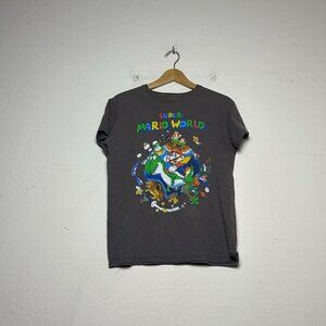 Super Mario World Retro Video Game Bowser Graphic T Shirt Men S Grey Indie